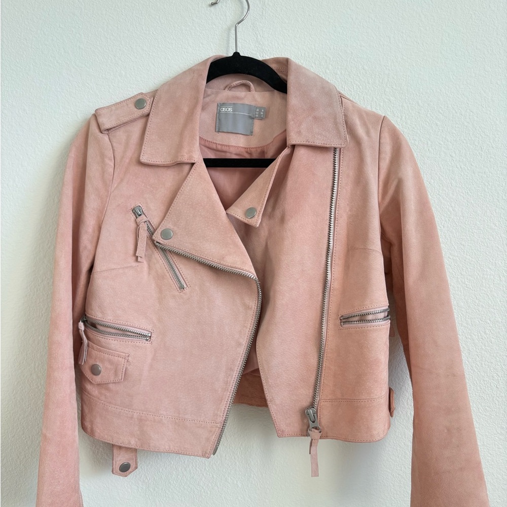 Pink Suede Biker Jacket - Picture 2 of 4